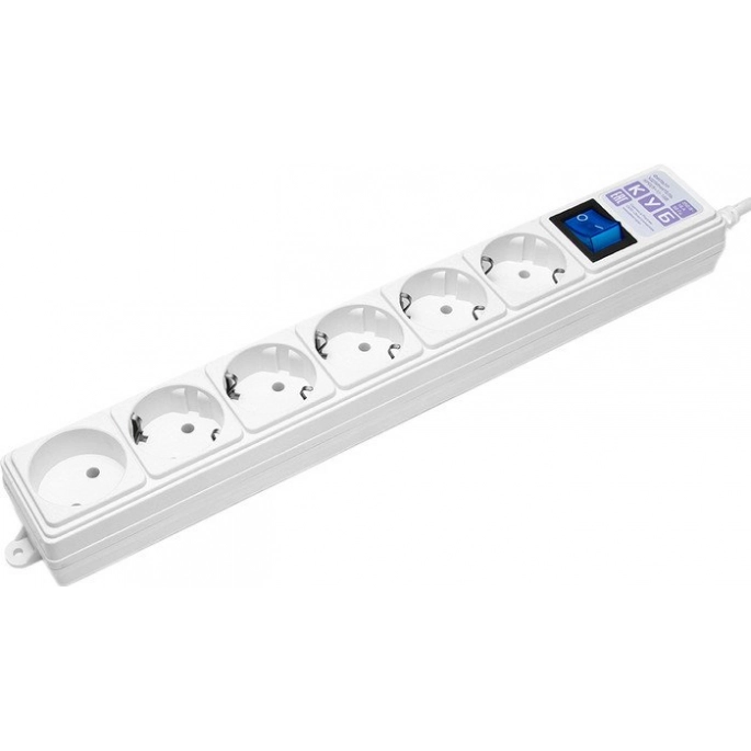 Сетевой фильтр Power Cube Куб SPG(5+1)-16B, 6 розеток, белый [SPG(5+1)-16B-1,9М]. Фото 1