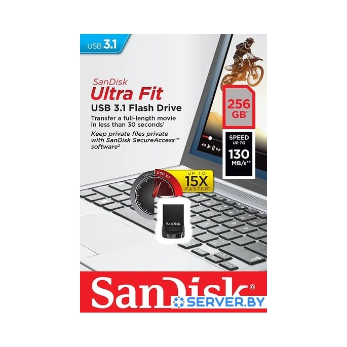 USB Flash SanDisk Ultra Fit USB 3.1 256GB (черный). Фото 5
