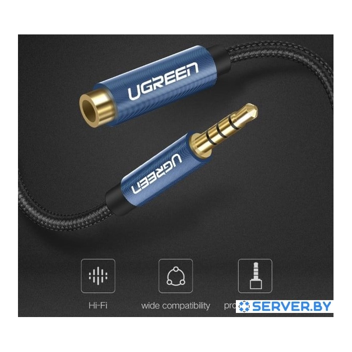 Кабель Ugreen AUX - AUX AV118-40674 (1.5 м, черный). Фото3