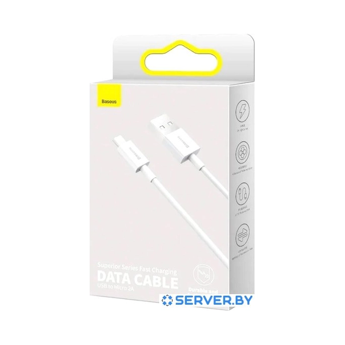 Кабель Baseus CAMYS-A02 USB Type-A - microUSB (2 м, белый). Фото3