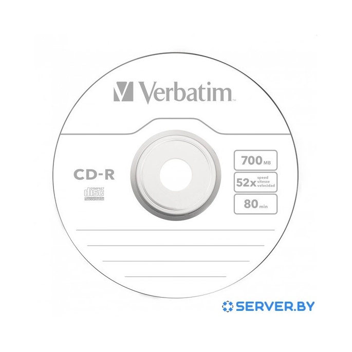 CD-R диск Verbatim 700Mb DL Extra Protection 52x CakeBox 100 шт. 43411. Фото 1