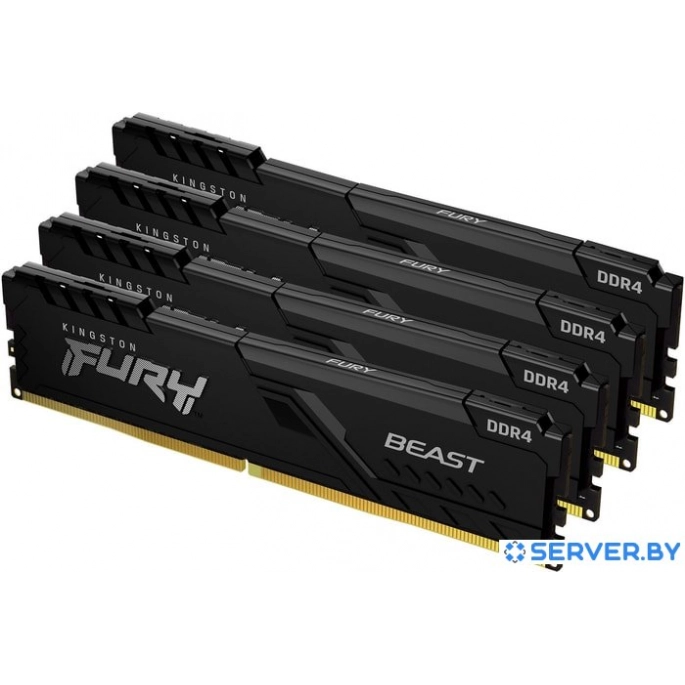 Оперативная память Kingston FURY Beast 4x32GB DDR4 PC4-25600 KF432C16BBK4/128. Фото 1