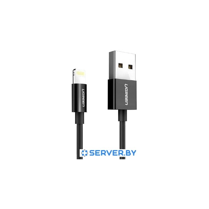 Кабель Ugreen US155 80823 USB Type-A - Lightning (2 м, черный). Фото 1