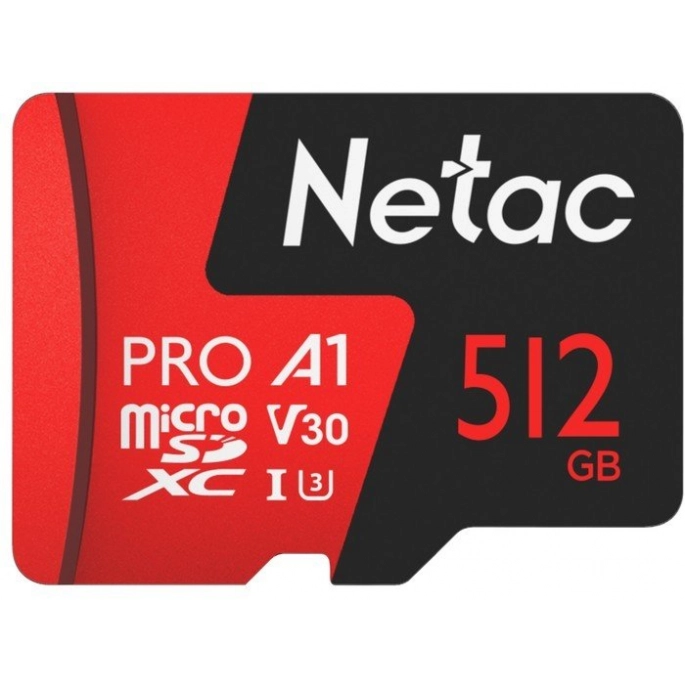 Карта памяти Netac MicroSDXC 512GB V30/A1/C10 Netac P500 Extreme Pro с адаптером. Фото 1