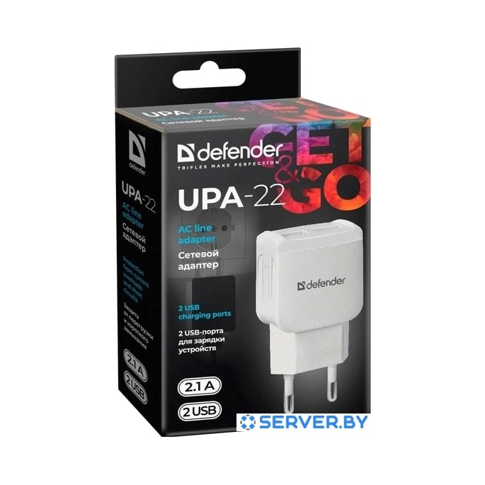 Сетевое зарядное Defender UPA-22 (белый). Фото 3