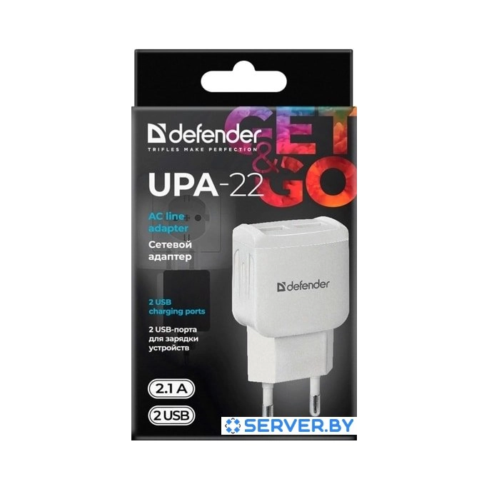 Сетевое зарядное Defender UPA-22 (белый). Фото 4