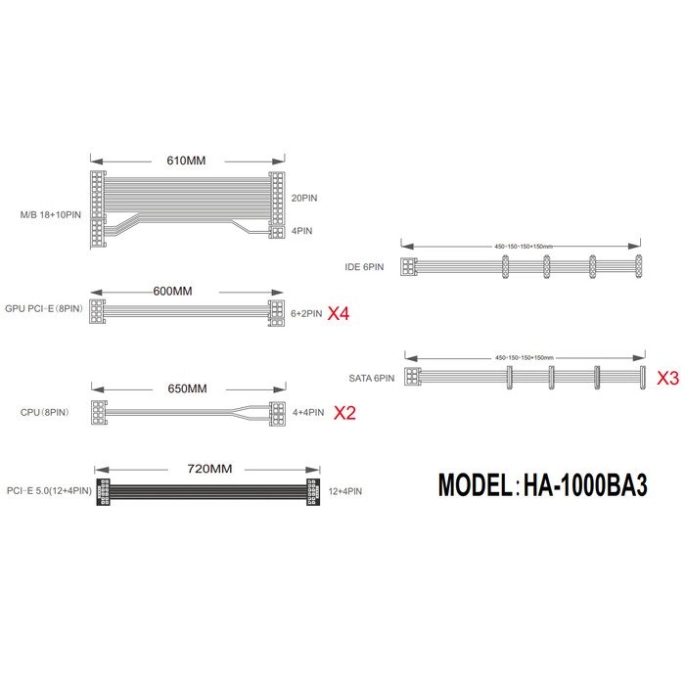 Блок питания 1stPlayer NGDP 1000W HA-1000BA3-BK. Фото 2