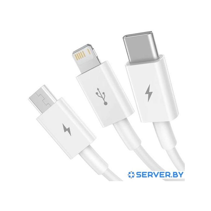 Кабель Baseus Superior Series Fast Charging USB Type-A - USB Type-C/microUSB/Lightning (1 м, белый). Фото2