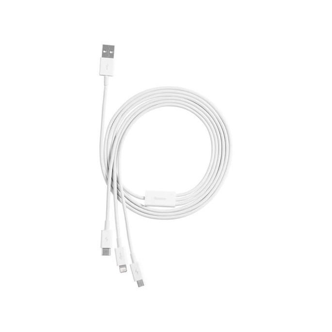 Кабель Baseus Superior Series Fast Charging USB Type-A - USB Type-C/microUSB/Lightning (1 м, белый). Фото4