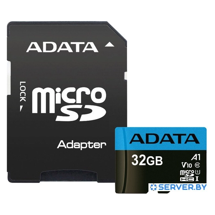 Карта памяти A-Data Premier AUSDH32GUICL10A1-RA1 microSDHC 32GB (с адаптером). Фото 1