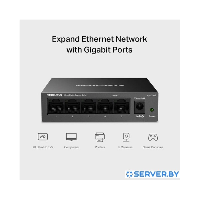 Неуправляемый коммутатор Mercusys MS105GS. Фото 5