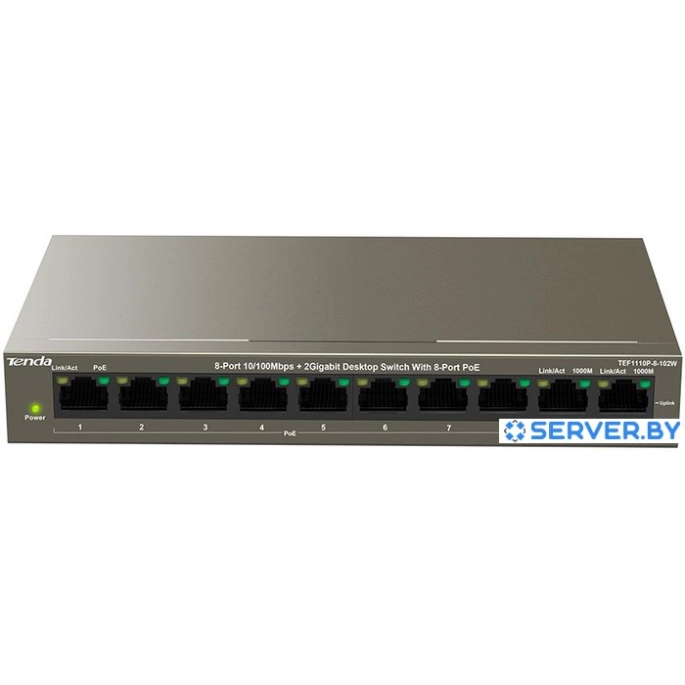 Неуправляемый коммутатор Tenda TEF1110P-8-102W. Фото 1