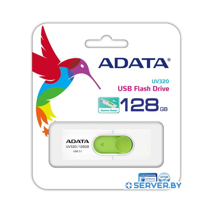 USB Flash A-Data UV320 128GB (белый/зеленый). Фото3