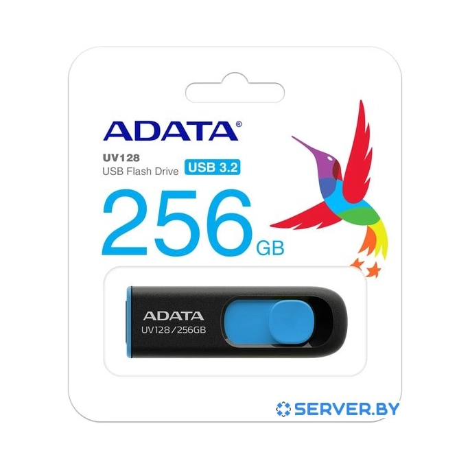 USB Flash A-Data DashDrive UV128 256GB (черный/синий). Фото 2