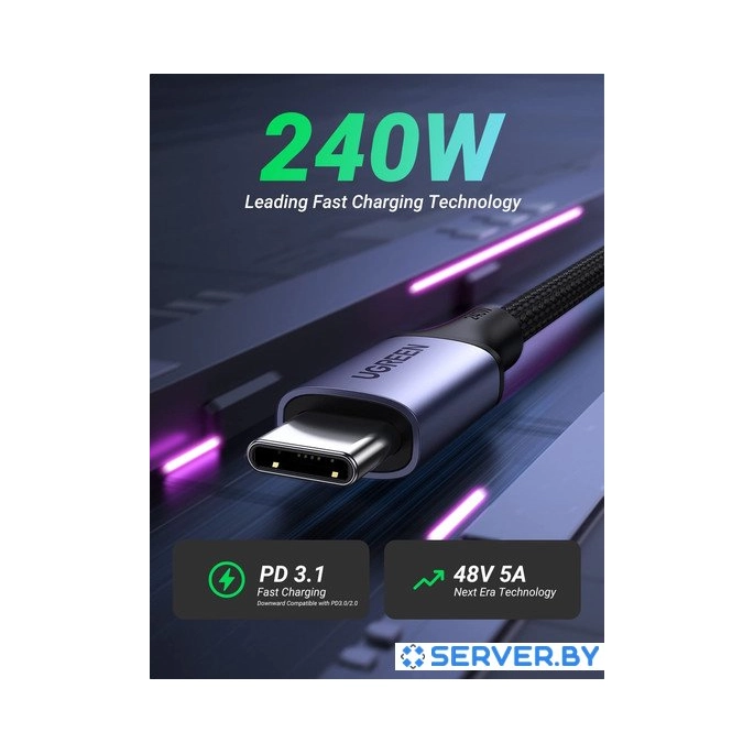 Кабель Ugreen US535 15311 USB Type-C - USB Type-C (1 м, черный). Фото 3