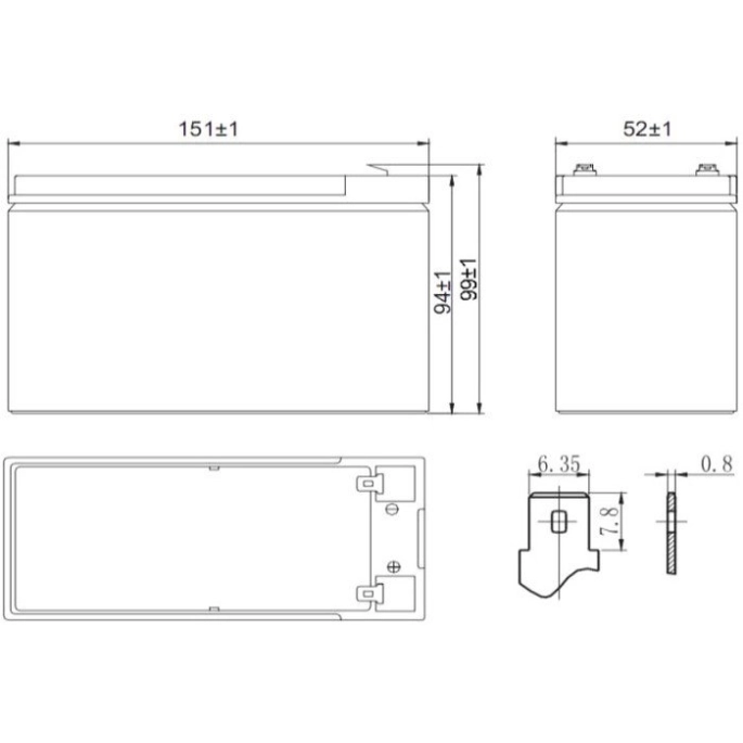 Аккумулятор для ИБП Delta HR 12-24W (12В/6 А·ч). Фото2
