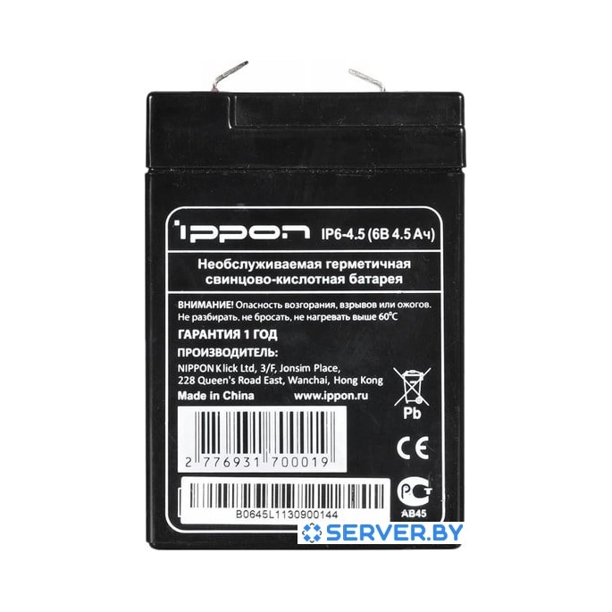 Аккумулятор для ИБП IPPON IP 6-4.5 (6В/4.5 А·ч). Фото 3