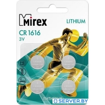 Элементы питания Mirex CR1616 Mirex литиевая блистер 4 шт. 23702-CR1616-E4