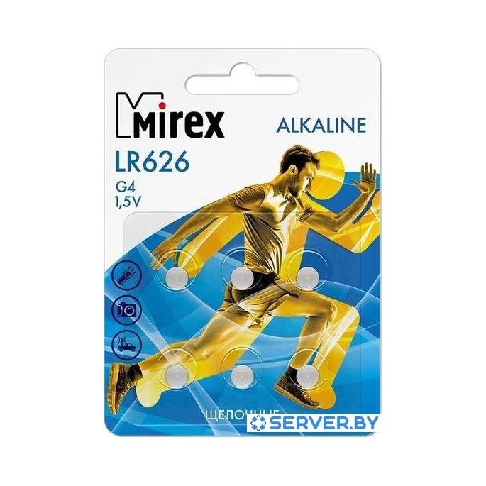 Элементы питания Mirex LR621 (AG1) Mirex блистер 6 шт. 23702-LR621-E6. Фото1