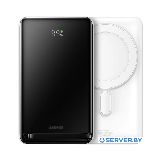 Внешний аккумулятор Baseus Magnetic Bracket Wireless Power Bank 20W 10000mAh (белый). Фото1