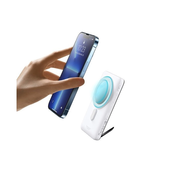 Внешний аккумулятор Baseus Magnetic Bracket Wireless Power Bank 20W 10000mAh (белый). Фото2