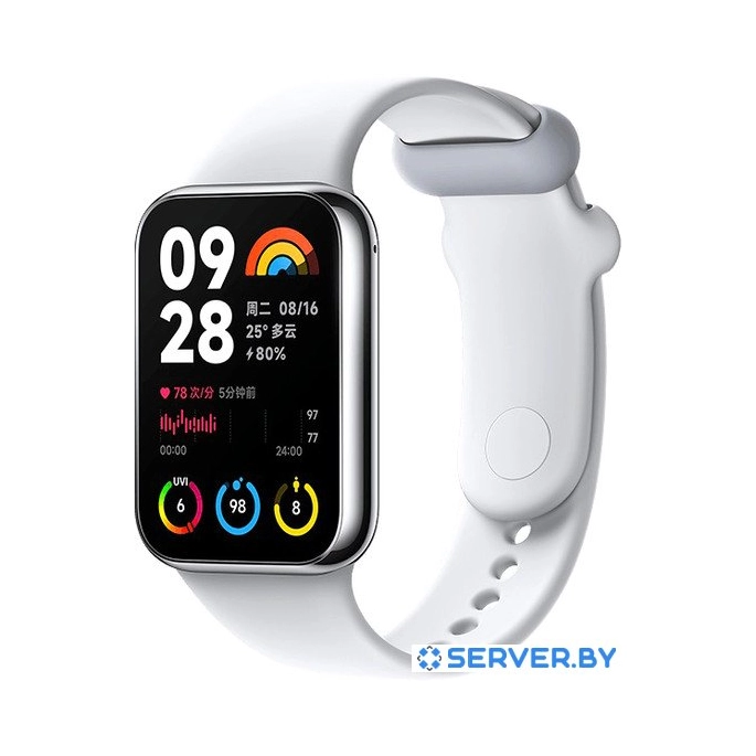 Фитнес-браслет Xiaomi Smart Band 8 Pro M2333B1 без NFC (серебристый, с белым силиконовым ремешком, международная версия). Фото1