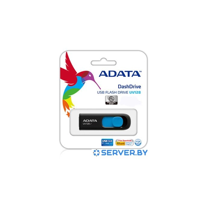USB Flash A-Data DashDrive UV128 Black/Blue 128GB (AUV128-128G-RBE). Фото4