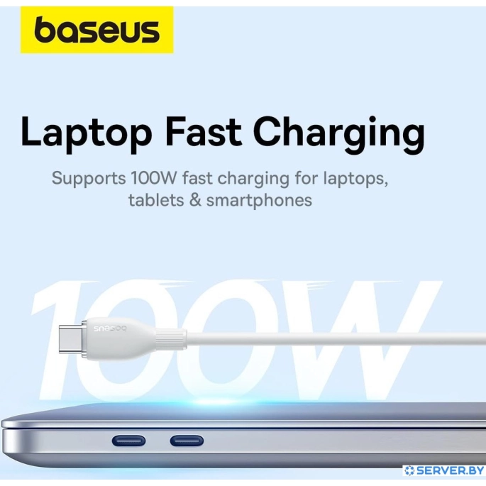 Кабель Baseus Pudding Series Fast Charging Cable 100W USB Type-C - USB Type-C (2 м, белый). Фото2