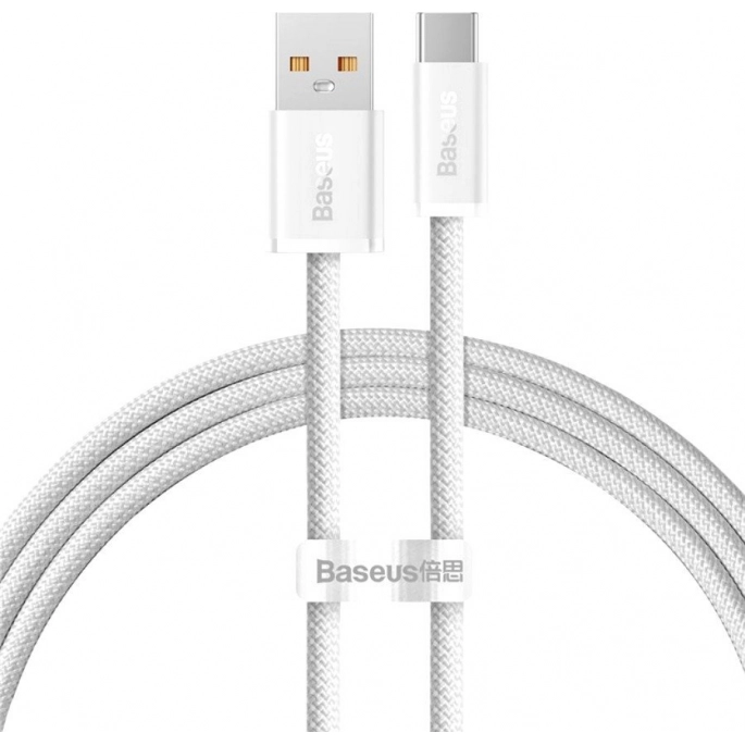 Кабель Baseus Dynamic Series Fast Charging Data Cable 100W USB Type-A - USB Type-C (1 м, белый). Фото 1