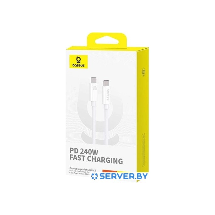 Кабель Baseus Superior Series 2 USB4 Full-Function Fast Charging Cable 240W USB Type-C - USB Type-C (1 м, белый). Фото 5
