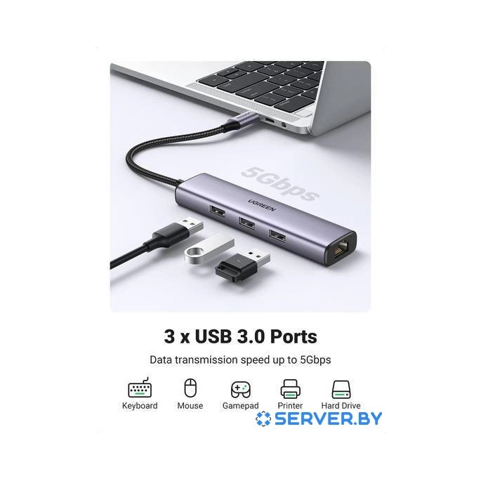 USB-хаб Ugreen CM475 USB C to Ethernet 60600. Фото2