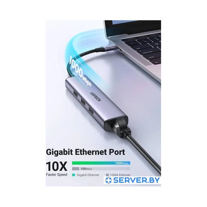 USB-хаб Ugreen CM475 USB C to Ethernet 60600. Фото3