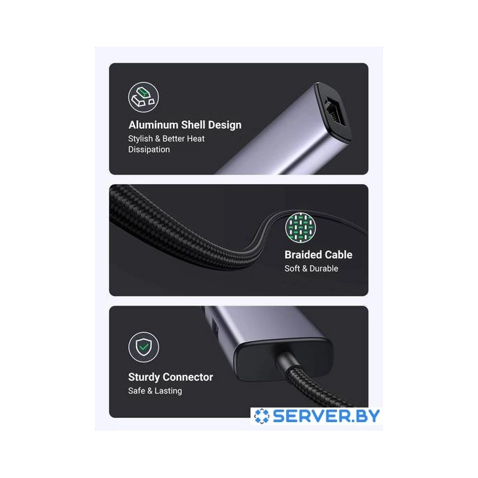 USB-хаб Ugreen CM475 USB C to Ethernet 60600. Фото5