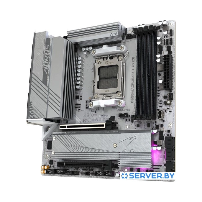 Материнская плата Gigabyte B650M Aorus Elite AX Ice. Фото 3