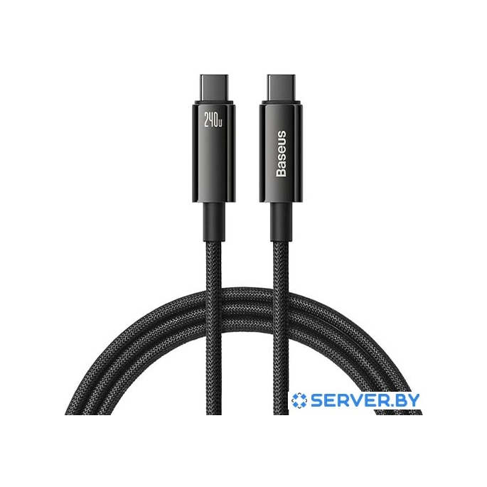 Кабель Baseus Tungsten Gold Fast Charging Data Cable USB Type-C - USB Type-C (1 м, черный). Фото 1