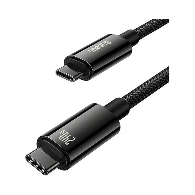 Кабель Baseus Tungsten Gold Fast Charging Data Cable USB Type-C - USB Type-C (1 м, черный). Фото 2