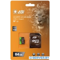 Карта памяти AGI TF138 microSDHC AGI064GU1TF138 64GB (с адаптером)