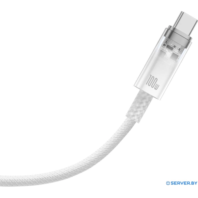 Кабель Baseus Explorer Series Fast Charging Cable Auto Power-Off For Overheating 100W USB Type-C - USB Type-C (1 м, белый). Фото3