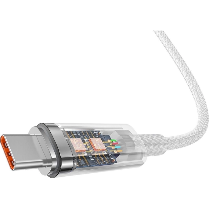 Кабель Baseus Explorer Series Fast Charging Cable Auto Power-Off For Overheating 100W USB Type-C - USB Type-C (1 м, белый). Фото5