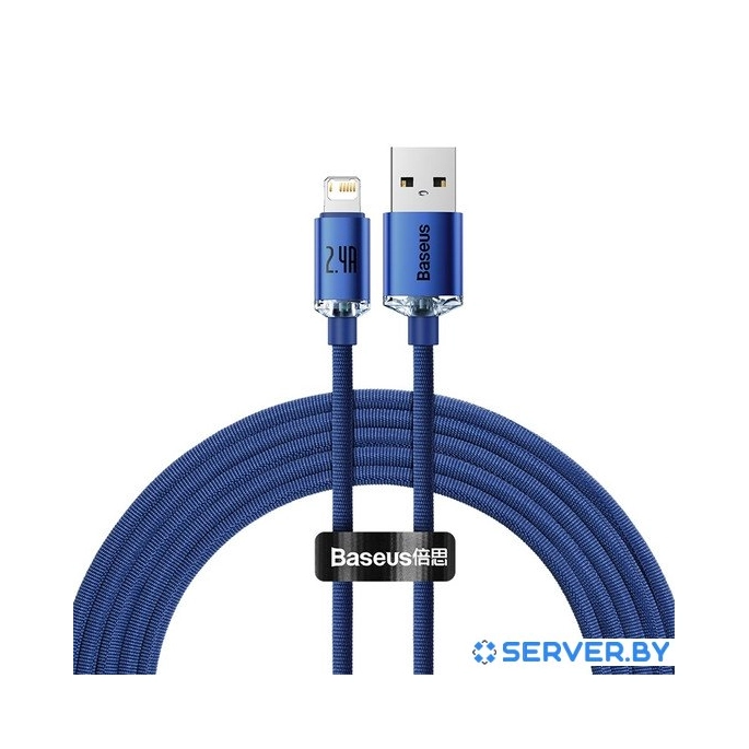 Кабель Baseus Crystal Shine USB Type-A - Lightning (2 м, синий). Фото2