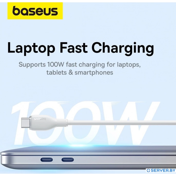 Кабель Baseus Pudding Series Fast Charging Cable 100W USB Type-C - USB Type-C (1.2 м, белый). Фото 2