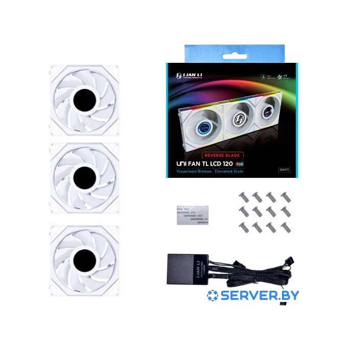 Набор вентиляторов Lian Li Uni Fan TL LCD 120 Reverse Triple Pack G99.12TLLCD3W.R0. Фото 1