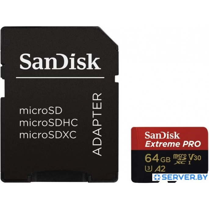 Карта памяти SanDisk Extreme PRO microSDXC SDSQXCU-064G-GN6MA 64GB (с адаптером). Фото 1