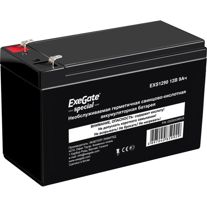 Аккумулятор для ИБП ExeGate Special EXS1290 (12В/9 А·ч) [ES252438RUS]. Фото1