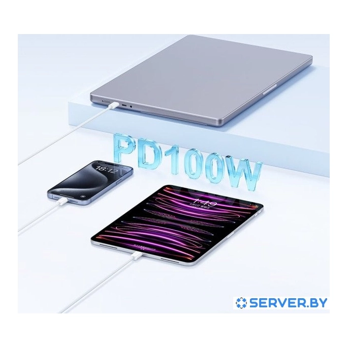 Кабель Baseus Superior Series 2 Fast Charging Data Cable 100W USB Type-C - USB Type-C (2 м, белый). Фото4