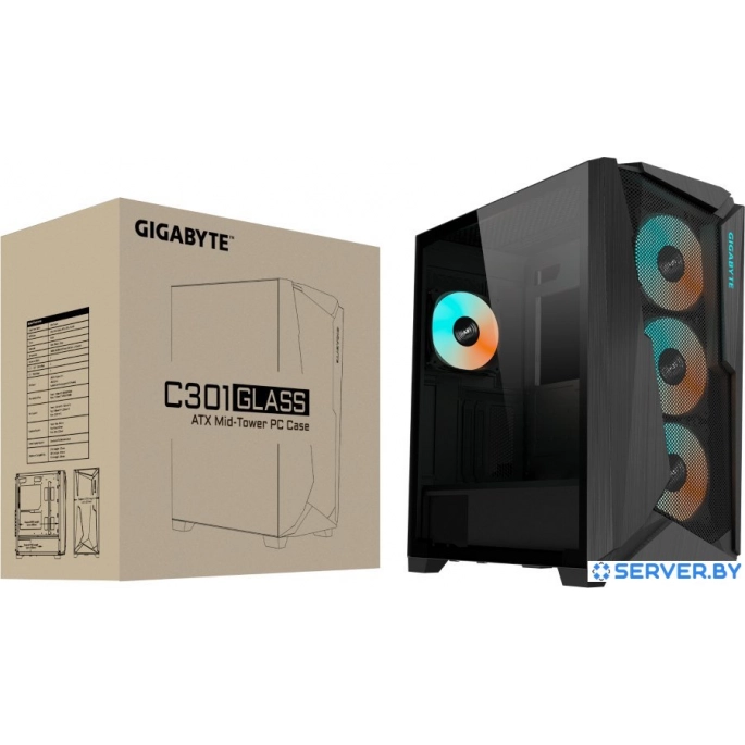 Корпус Gigabyte C301 Glass (черный). Фото2