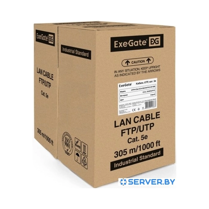 Кабель ExeGate UTP4-C5e-CCA-S25-IN-PVC-GY-305 UTP. Фото 1