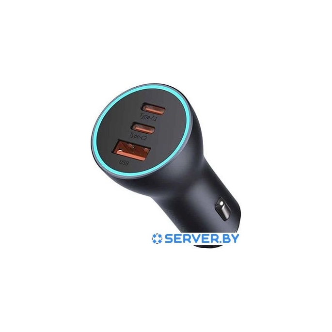 Автомобильное зарядное Baseus Golden Contactor Pro Triple Fast Charger Car Charger 65W CGJP010013 (темно-серый). Фото2
