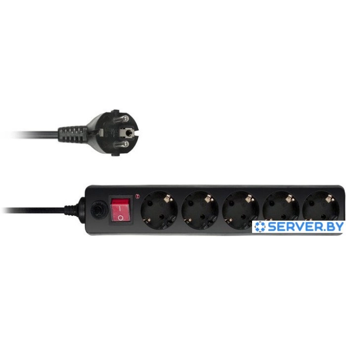 Сетевой фильтр Buro 5 розеток, черный, 3 м [500SH-3-B]. Фото1