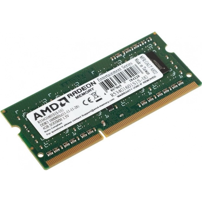 Оперативная память AMD 4GB DDR3 SO-DIMM 1600 МГц R534G1601S1S-UG. Фото 2